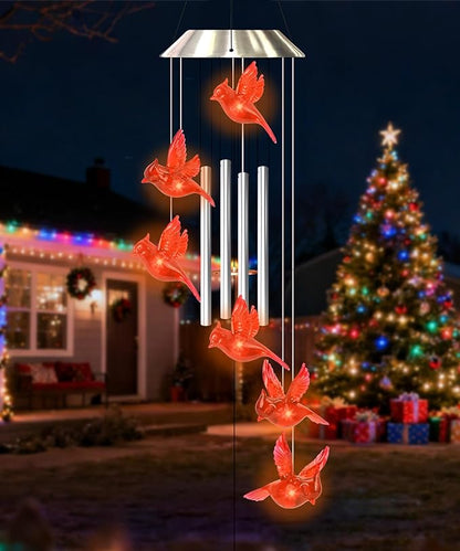 Nacome Wind Chimes for Outside: Memorial Color Changing Bell for Garden Yard Party Window Decor - Birthday Gifts for Mom Mother Grandma Women(Cardinal)