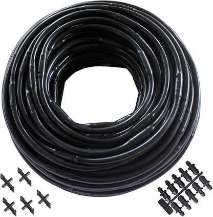 1/4" Irrigation Dripline Tubing (100 Ft Roll) - 6" Emitter Spacing - 1/4" Drip Irrigation Fittings Included