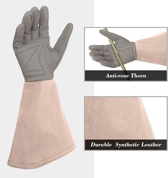 Rose Pruning Gloves Thorn Resistant, Embroidery Gardening Gloves with Extra Long Forearm Protection