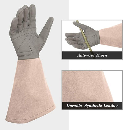 Rose Pruning Gloves Thorn Resistant, Embroidery Gardening Gloves with Extra Long Forearm Protection