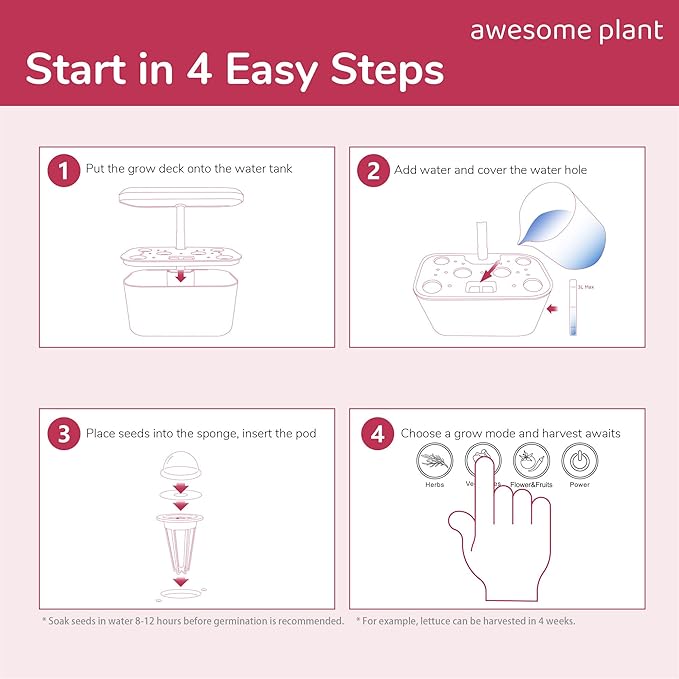 6Pro Hydroponics Growing System Kit (6 Pods), Indoor Garden Kit with 3L Watertank, 3 Grow Modes and Quiet Pump, Grow Herbs Lettuce Salad at Home Kit, Adjustable Height Up to 13", White