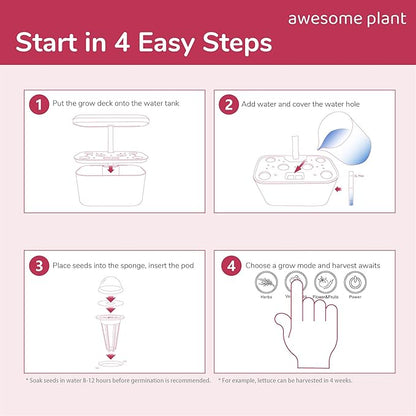 6Pro Hydroponics Growing System Kit (6 Pods), Indoor Garden Kit with 3L Watertank, 3 Grow Modes and Quiet Pump, Grow Herbs Lettuce Salad at Home Kit, Adjustable Height Up to 13", White