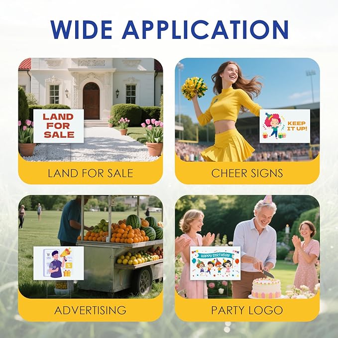 WENWELL Large Blank Yard Signs with Stakes 24" x 36 ",Poster Board for Estate Garage Sale,Party,Birthday,Wedding,Campaign,Parking Corrugated Plastic Sheet,10 Pack