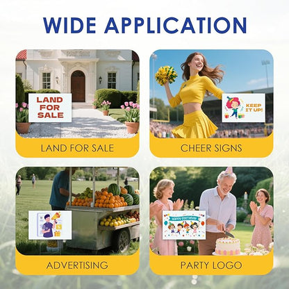 WENWELL Large Blank Yard Signs with Stakes 24" x 36 ",Poster Board for Estate Garage Sale,Party,Birthday,Wedding,Campaign,Parking Corrugated Plastic Sheet,10 Pack