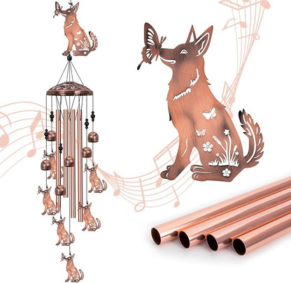 German Shepherd Wind Chimes for Outside, Memorial Decor for Women, Men - Dog Lover Chimes for Patio, Garden