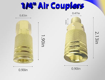 1/4" Air Hose Fittings Kit, 45 Pieces Quick Connect Air Compressor Fittings, Iron Plated Brass Air Tool Fittings, 300 PSI