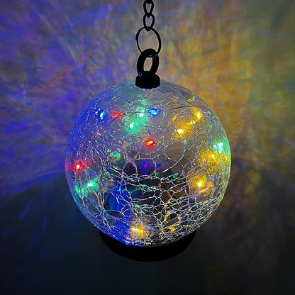 Wind Chimes Outdoor Solar Lights, 42 Inch Large Sympathy Chime 15 LED Twinkle Multi Color Crackled Glass Ball Birthday Gifts for Women Decorative Hanging in Garden, Yard, Patio, Landscape