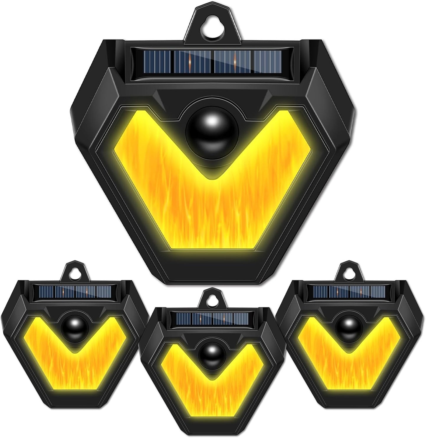 Qualirey 4 Pcs Upgraded Solar Nocturnal Animal Repeller Flickering Flame Outdoor Animal Repellent Motion Activated Coyote Deterrent Light for Skunk Deer Chicken Coop Farm Garden Yard(Orange Light)