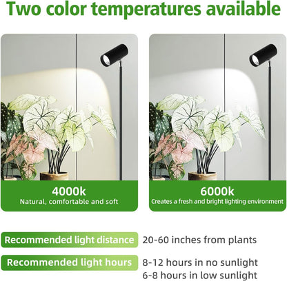 30W Full Spectrum Grow Light, 5000LM High-CRI COB LED Floor Lamp with 6/8/12H Timer, Adjustable Height (28"-83") & Angle, Grow Lights for Indoor Plants, Succulents & Flowers (warm white 4000K)