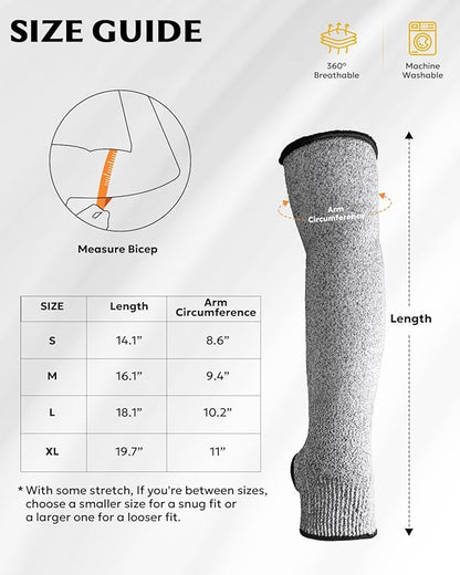 Evridwear Protective Arm Sleeves Cut Resistant Farmers Sleeves for Men Work, Gardening, Farming, Arm Protectors for Thin Skin and Bruising (Extra Large, With Thumb Hole) 5 Pairs