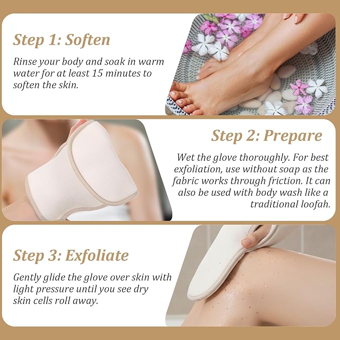 Exfoliating Glove, Korean Exfoliating Mitt with Thumb Holes, Upgraded Deep Exfoliatings Gloves, Body Shower Exfoliator Scrubber, Exfoliator Mitt for Dead Skin Removal, Keratosis Pilaris&Self-Tan Prep