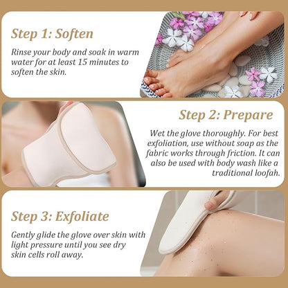 Exfoliating Glove, Korean Exfoliating Mitt with Thumb Holes, Upgraded Deep Exfoliatings Gloves, Body Shower Exfoliator Scrubber, Exfoliator Mitt for Dead Skin Removal, Keratosis Pilaris&Self-Tan Prep
