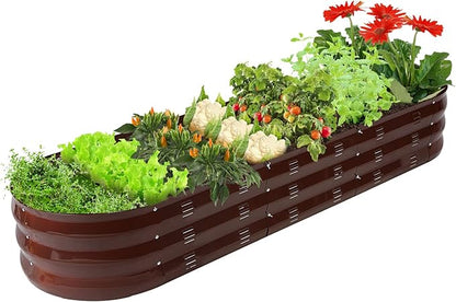 GADI Raised Garden Bed Kit for Vegetables Flower Galvanized Metal Planter Boxs Designed for Easy DIY and Cleaning Not Twist Or Rot (Brown)