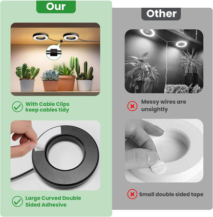 Wiaxulay Ceiling Grow Lights for Indoor Plants, 288 LED Full Spectrum 3.5in Halo Plant Grow Light, 12/3A Under Cabinet Grow Lamp with Auto Timer 6/12/16 Hrs, 3 Lighting Mode, 5 Brightness, Six Head