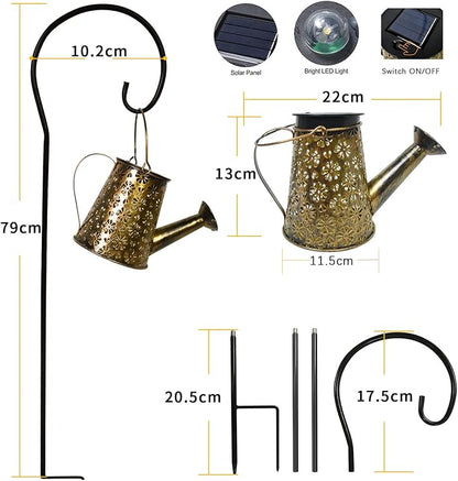 Solar Watering Can with Lights Outdoor,Hanging Solar Lantern,Metal Waterproof Garden Lights Decorations Gift for Table Patio Yards Pathway Party, Yard Decorations Outdoor