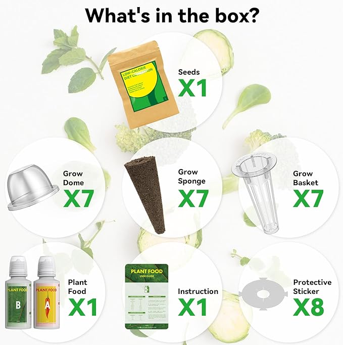 inbloom Organic Salad Green Seed Pod Kit for AeroGarden, Ahopegarden Hydroponics Growing System, Low-Calorie Food, 7-Pods (350+ Seeds, Include Fast and Butter Lettuce, Red and Golden Cherry Tomato)