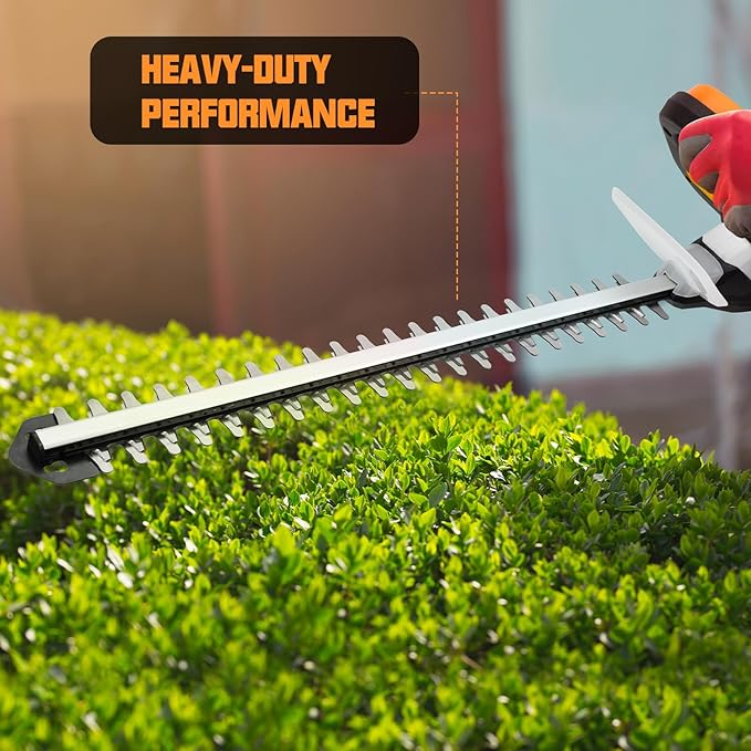 LIGO 20V Cordless Hedge Trimmer | 21" Laser-Cut Blade for Thick Branches | 2.0Ah PowerShare Battery | 4.5 lbs Ultra-Light with Low Vibration | Fast Charger Included