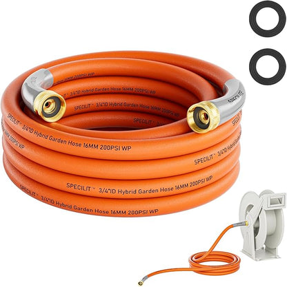SPECILITE Garden Water Hose 15 ft x 3/4 in with Female to Female Connector, Small Leader Hose for Hose Reel, Heavy Duty, Flexible & Lightweight, Water Pipe, Outdoor Water Hose Extension Adapter