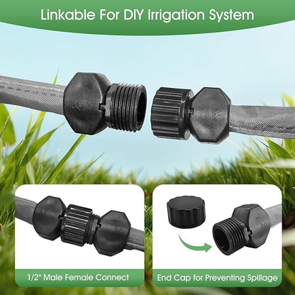 Flat Soaker Hose 50 FT*2Pack for Garden Beds, Linkable Drip Irrigation Hose, Double-Layer PVC, Leakproof & Kink-Resistant, Even Seepage Saves up to 80% Water