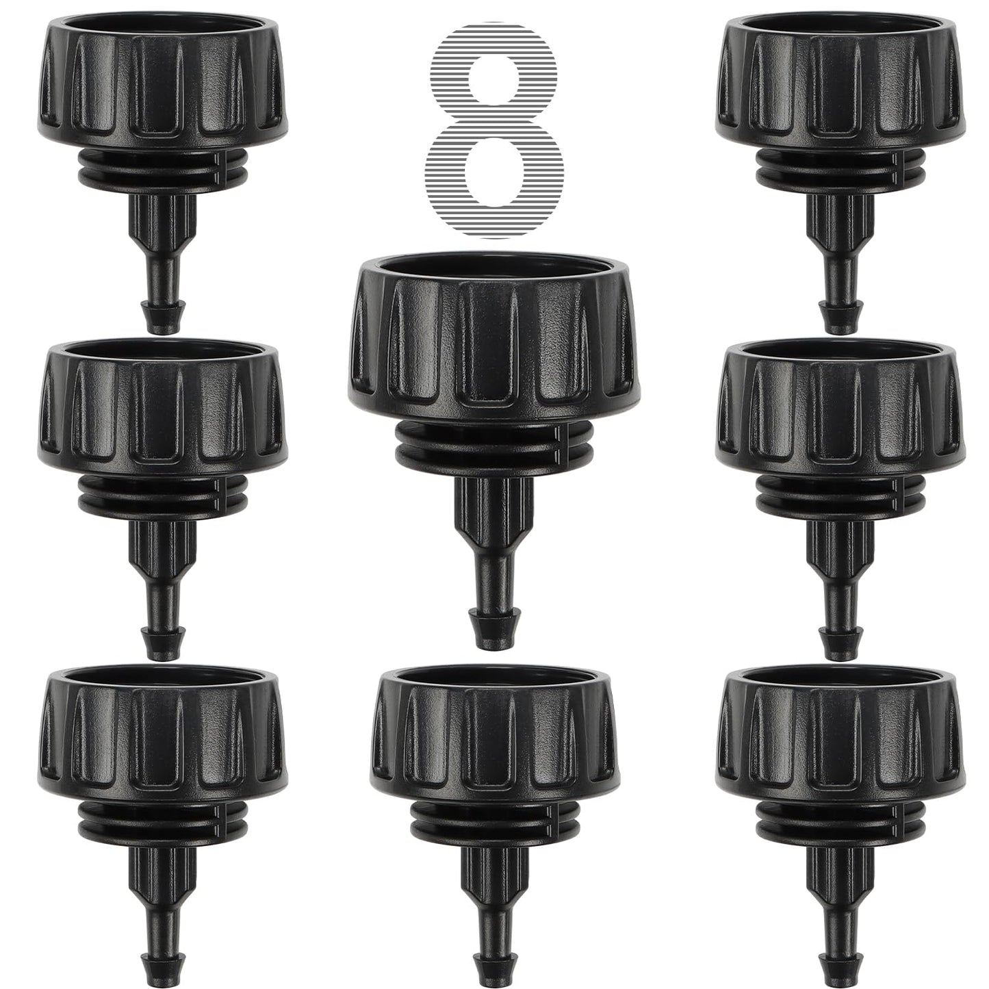 Universal 3/4 Inch Female Pipe Thread to 1/4 Inch Drip Irrigation Tubing Adapter, 8 Pack 1/4 In. Barbed Drip Line x 3/4 In. Faucet PVC Adapter Connect 3/4" FHT Garden Faucet Hose Bibb