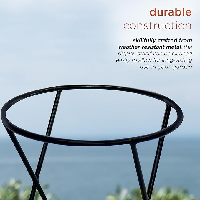 Alpine Corporation 11 Inch Tall Indoor Outdoor Gazing Globe Metal Display Stand, Black