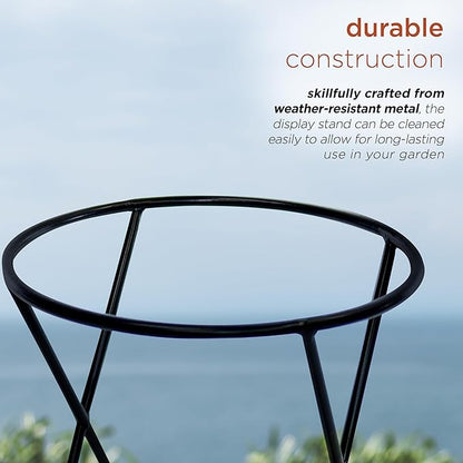 Alpine Corporation 11 Inch Tall Indoor Outdoor Gazing Globe Metal Display Stand, Black