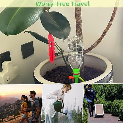 Upgrade Plant Self Watering Spikes Devices, Automatic Watering System with Slow Release Control Valve Switch, Plant Drip Irrigation System for Outdoor & Indoor Plants (12 PCS, Green+Orange)