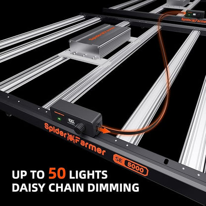Spider Farmer SE5000 480W LED Grow Light, Samsung LM301H EVO Diodes, 2025 Upgraded Remote App Control, Full Spectrum Dimmable Daisy Chain Bar Style Growing Lamp for Indoor Plants, 4x4ft Coverage