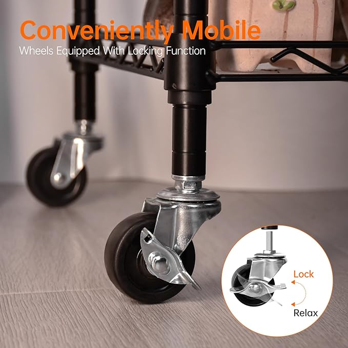 Bstrip Plant Shelf with Grow Light, 4-Tier Large Grow Light Shelf with Wheels, Stainless Steel, 12-Pack 288W T8 Full Spectrum Grow Lights for Seed Starting(57.4" L x 13.8" W x 59" H)