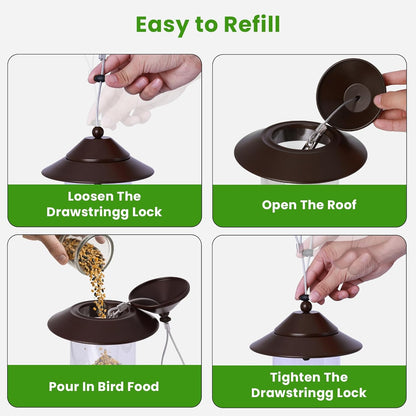 Metal Bird Feeder for Outdoors – 2.4LB Hanging Bird Feeder with 360-degree, Weatherproof & Rust-Resistant, Easy to Fill & Clean for Wild Bird Feeders in Backyard & Garden (Brown)