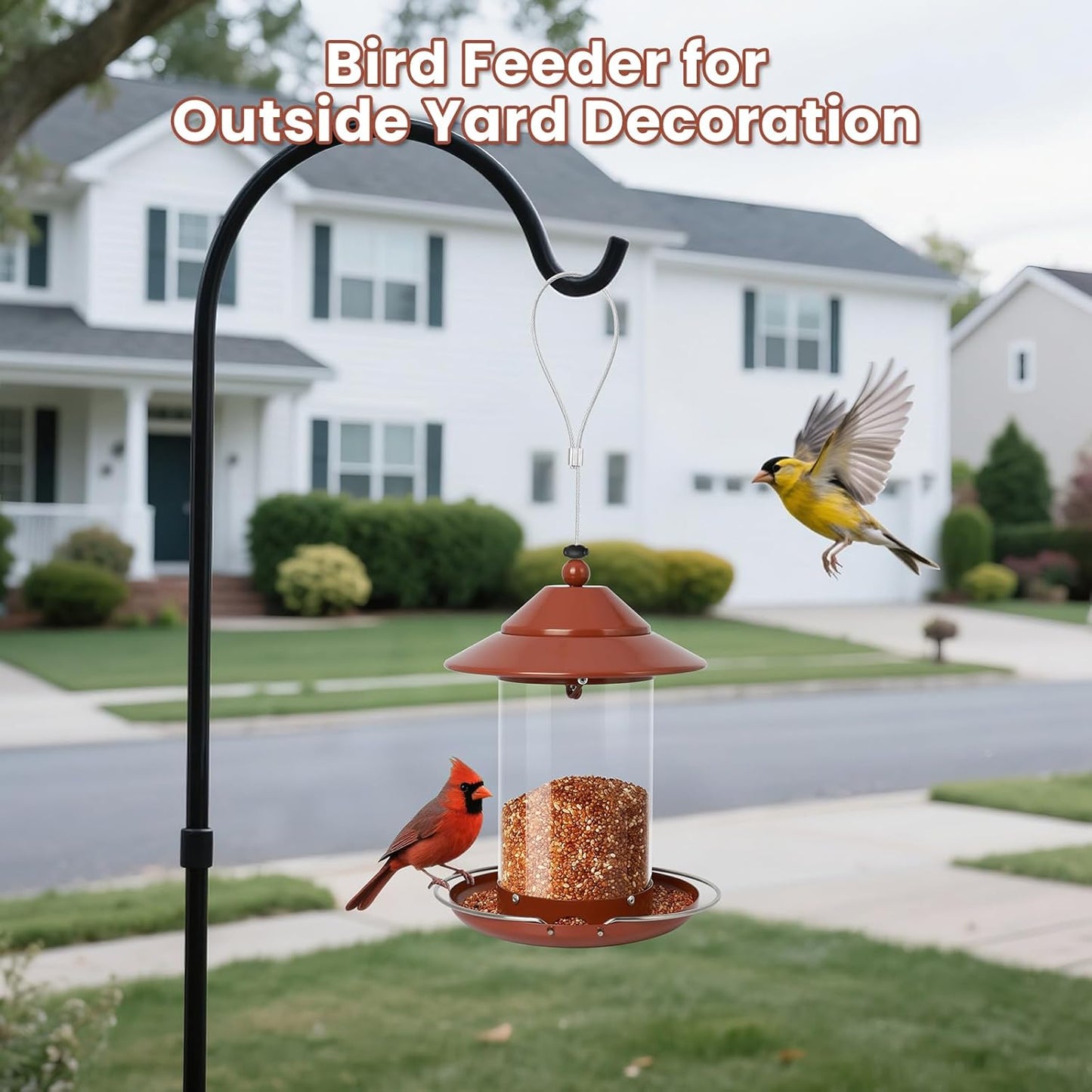 Metal Bird Feeder for Outdoors – 2.4LB Hanging Bird Feeder with 360-degree, Weatherproof & Rust-Resistant, Easy to Fill & Clean for Wild Bird Feeders in Backyard & Garden(Copper)