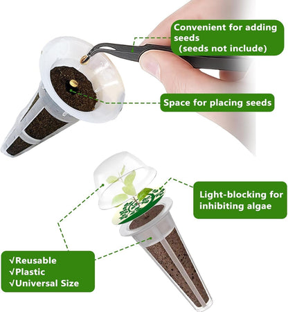 kathson 127PCS Hydroponic Pods Kit,Hydroponics Growing Sponges -Replacement Garden Seed Starter Pod,Grow Anything Kit with 50 Grow Sponges,50 Pod Labels,12 Baskets,12 Domes,2 A&B Plant Food,1 Tweezer