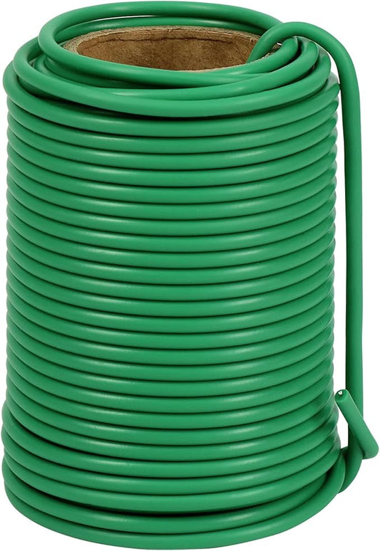 Tenn Well Garden Wire, 66 Feet 3.5mm Soft Rubber Coated Plant Ties, Green Gardening Twist Ties for Climbing Plants, Tomatoes, Vegetables, Climbing Roses