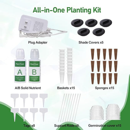 SPECILITE Hydroponics Growing System Kit with 30” Height, 15 Pods Herb Garden with 36W Grow Light, Auto Timer & Pump System, APP & WiFi Controlled Smart Indoor Garden for Vegetables,Kitchen & Gifts