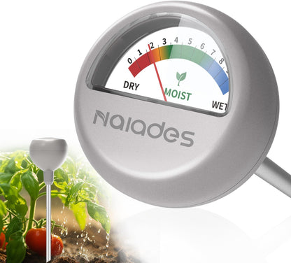 Naiades Soil Moisture Meter, Silver Plant Water Monitor, Hygrometer Sensor for Gardening Farming, Indoor and Outdoor (No Battery Required)
