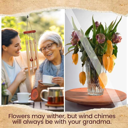 Gifts for Grandma from Granddaughter Grandson, Wind Chimes for Outside, Thanksgiving Christmas Birthday Gift for Grandmother - Windchimes Outdoors