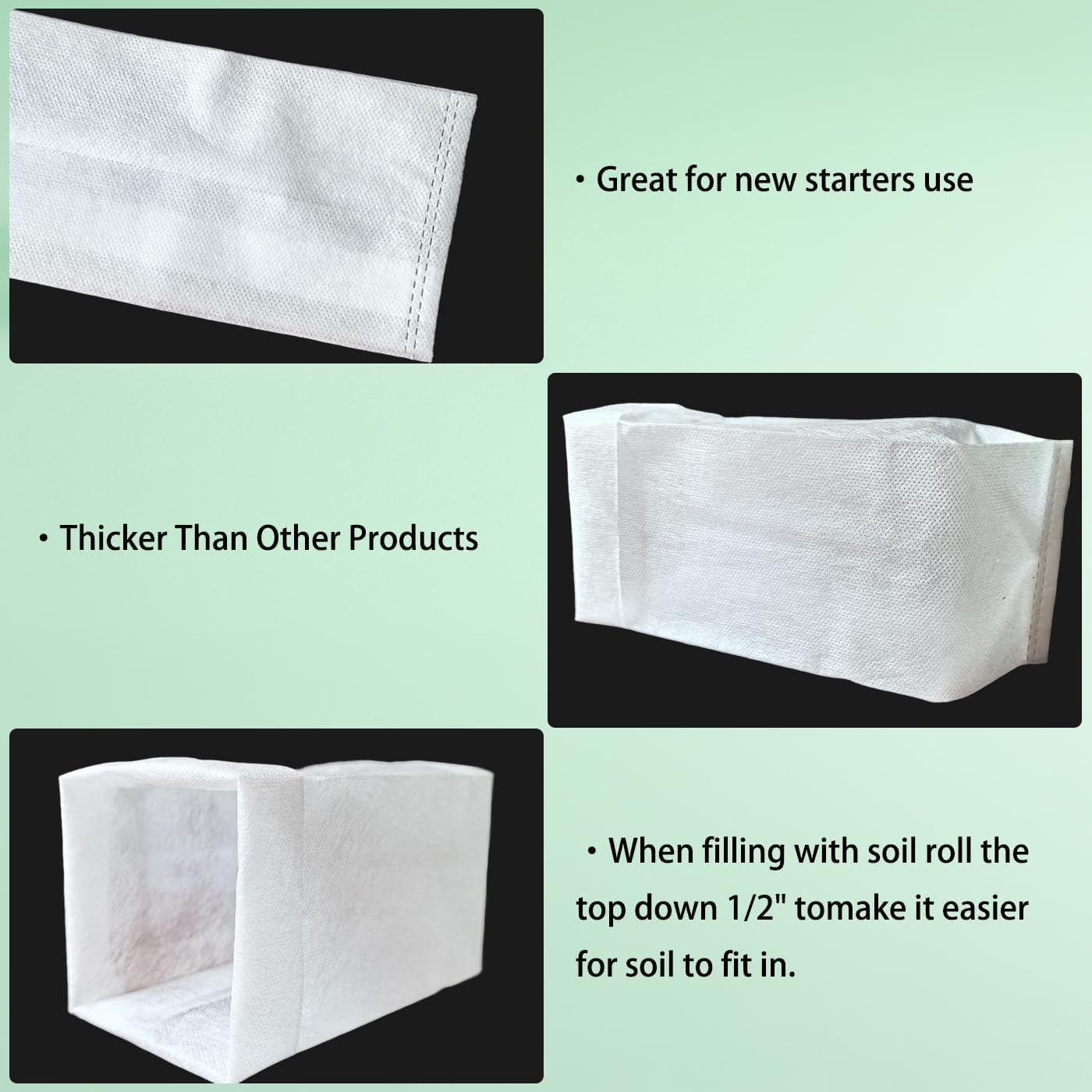 Belit 50 Pcs 10.2" H Deep Nursery Grow Bags, Non-Woven Plants Pots Container for Starting Rooted Plants Vegetable, Flower, Seedling Tree