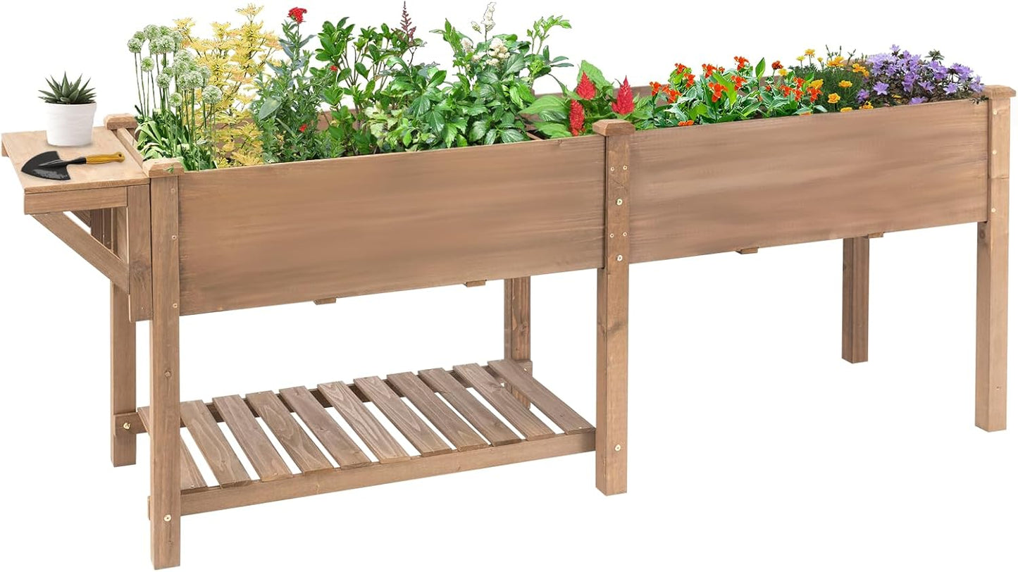 Raised Garden Bed with Legs Outdoor, Elevated Garden Box with Legs, Large Storage Shelf for Vegetable, Flower, Herb, Easy to Assemble，81x23x31 in