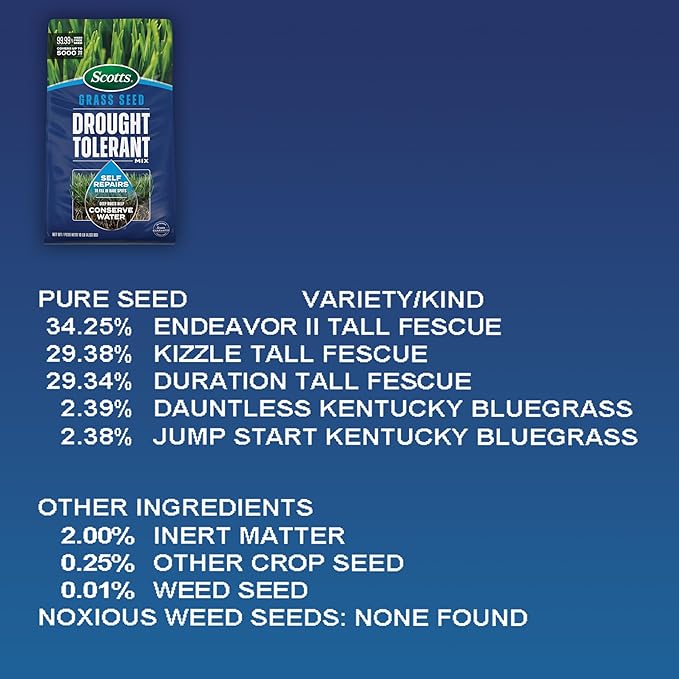 Scotts Grass Seed Drought Tolerant Mix, Kentucky Bluegrass and Tall Fescue Grass Seed Mix, Covers up to 5,000 sq. ft., 10 lb.