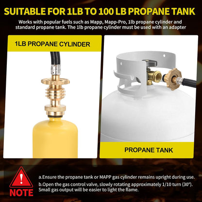 Propane Torch Weed Burner, Weed Torch with 10FT Hose, High Output 1,800,000 BTU Flame Thrower Kit with Flame Control and Adapter, Propane Torch for Weeds Burning, Snow Melting