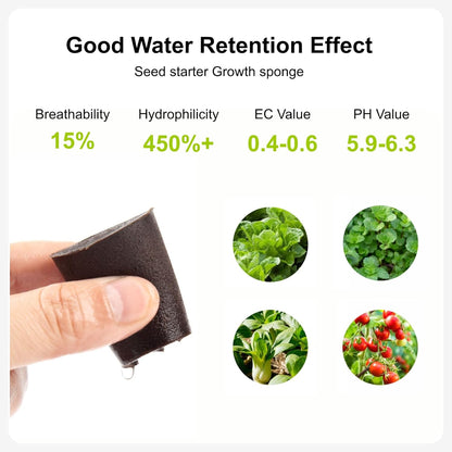 Round Hydroponic Growth Sponge - 50 Pack, Suitable for Indoor Outdoor Hydroponic Gardens, Seed Germination, Vegetable Cultivation, Seedlings & Cuttings