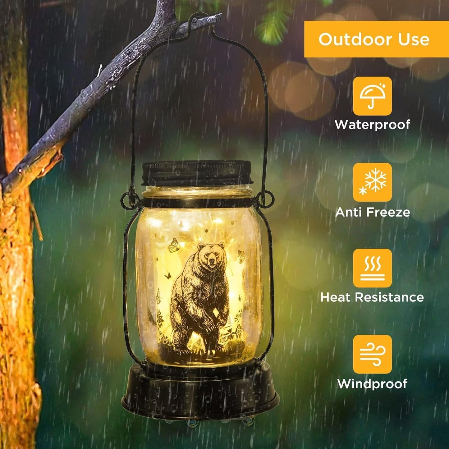 Bear Gifts for Women/Men Bear Lovers Solar Lantern Mom Birthday, Mothers Day, Christmas Gifts, Solar Garden Decoration Outside for Yard, Patio,Backyard,Porch, Torches