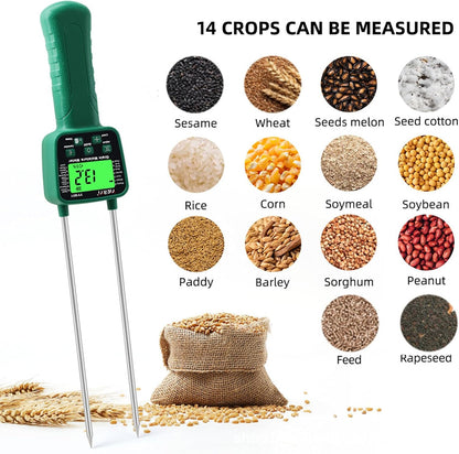 Hay Moisture Tester Meter, Portable Digital Probe Tester with LCD, Grain moisture meter High-precision meter for rice, wheat, corn, rice and 14 other crops Voice broadcast water meter