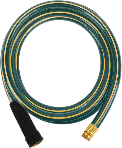 Solution4Patio Short Leader Green Garden Hose 5/8 in. x 12 ft. -Kink Free, Leakproof, Male/Female Fittings -Heavy Duty Durable Flexible Lightweight Water Pipe -Brass Aluminum Ends for Household & Yard