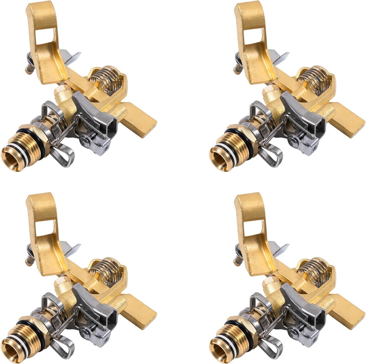 4 Pieces Brass Impact Sprinkler Heads 1/2 Inch, Heavy Duty Watering Sprinkler, 0-360 Degree Adjustable Pattern Sprinkler Sprayer for Large Area Patio Garden Irrigation