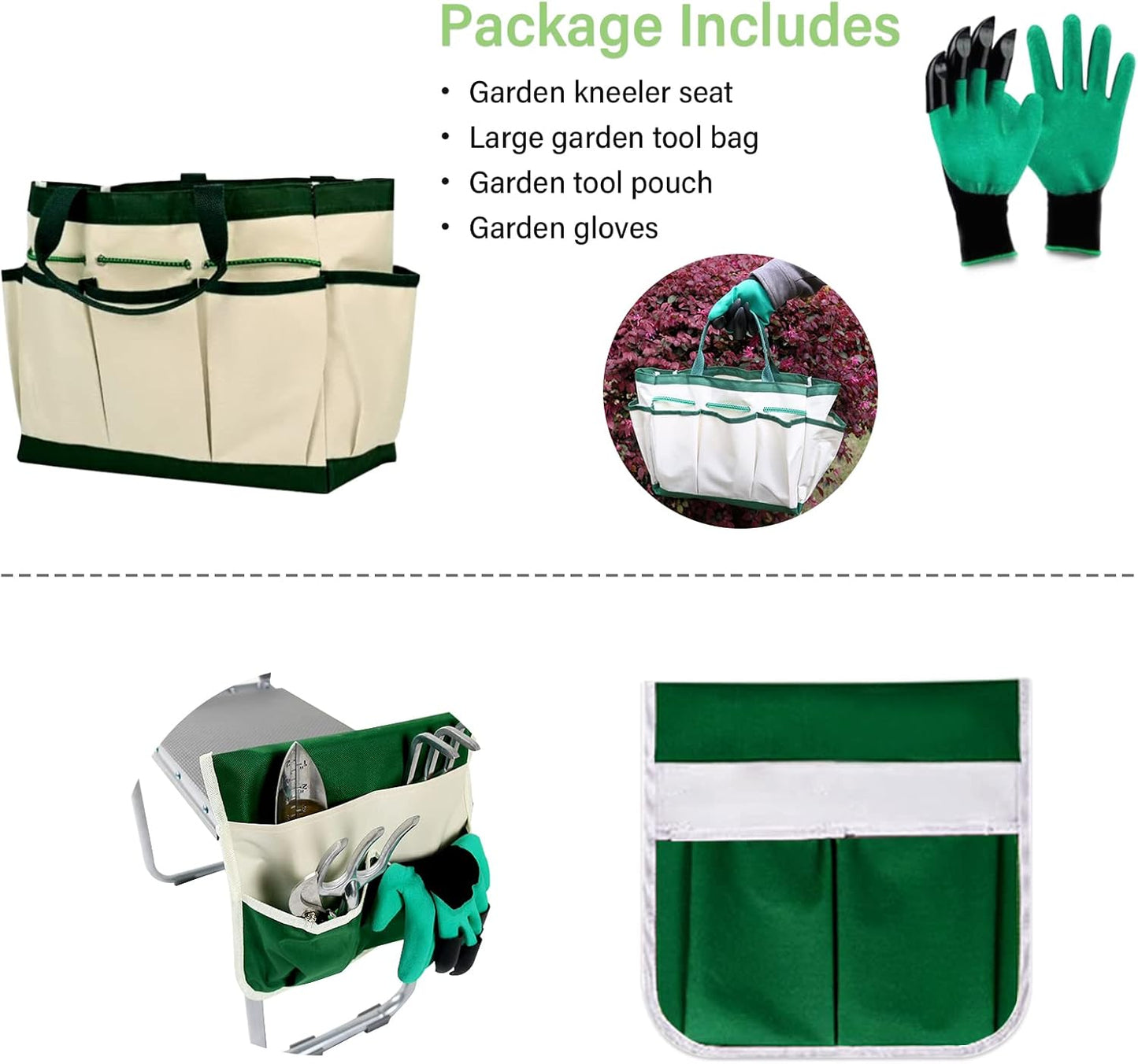 BESTHLS Garden Kneeler and Seat - Heavy Duty Folding Stool with Thick Pad, Tool Pouches & Bag, 330 lbs Capacity - Knee & Back Support, Perfect for Seniors, Women, Men