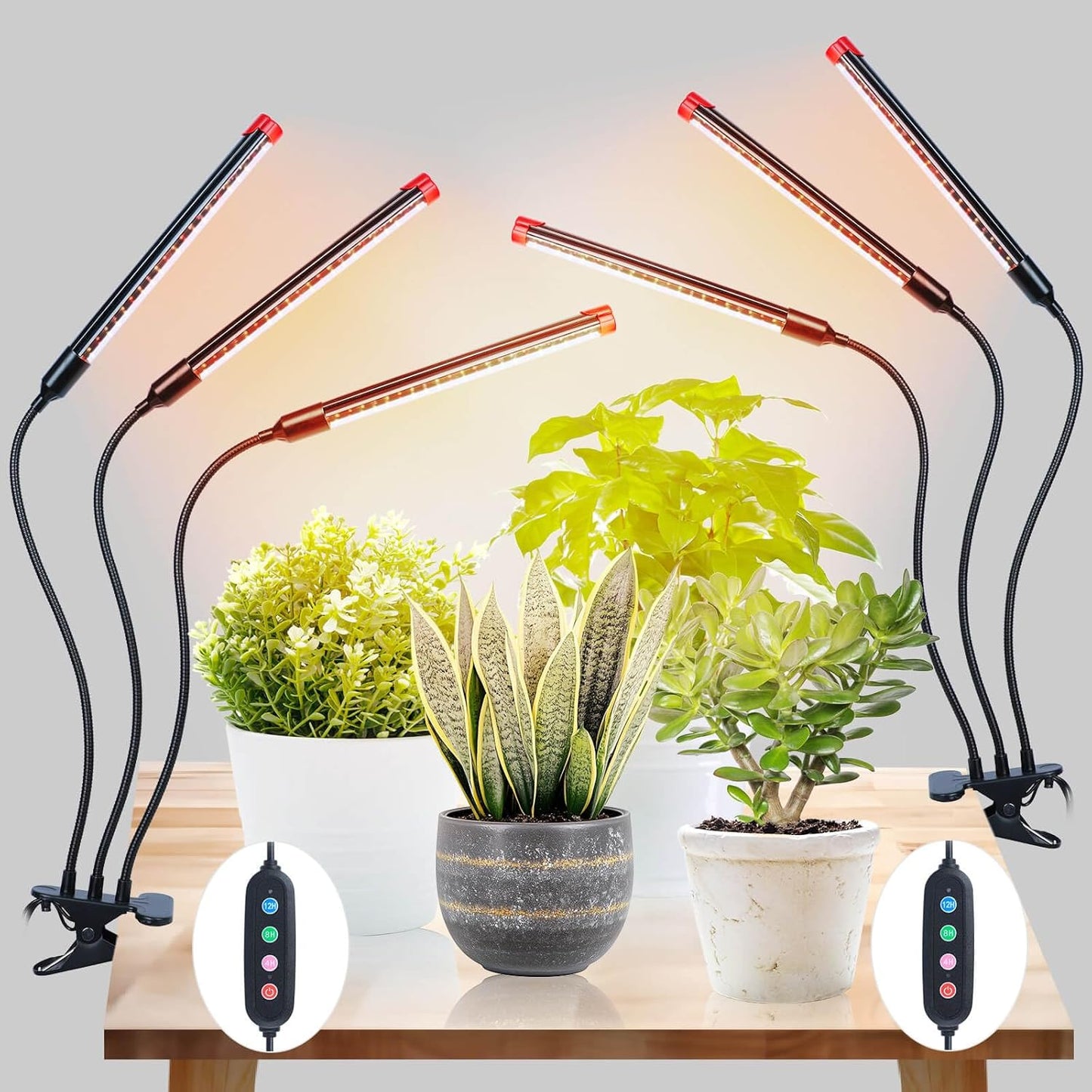 2Pack Clip Grow Lights for Seed Starting with Timer, Full Spectrum Brightest Plant Growing Lamps for Indoor Plants, Bonsai, Seedlings, 27 Watt Home Plug But Not 10W Adapter