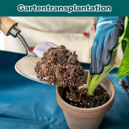 Berry&Bird Perennial Trowel, Oversized Garden Potting Trowels with Sharp Blade Wood Hand Shovel, Stainless Steel Planting TSpade Gardening Tool for Roots,Digging,Transplanting