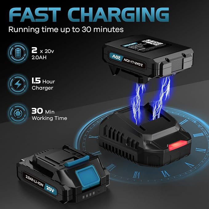 Leaf Blower, Electric Cordless Leaf Blower with 2 Batteries and Charger, 2 Speed Mode, Lightweight Leaf Blowers for Blowing Leaves, Lawn Care, Patio Cleaning and Dust