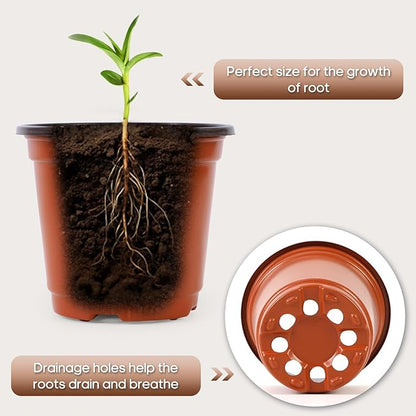 200 Pack 6 Inch Plastic Nursery Pots for Plants, Seedling Pots Succulent Pots Flower Pots with Drainage Holes, Come with 200pcs Plant Labels